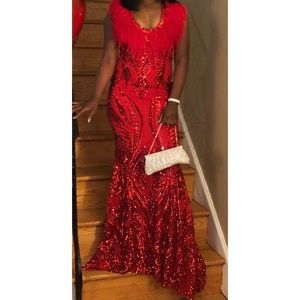 Red Customize Sequin Prom Dress